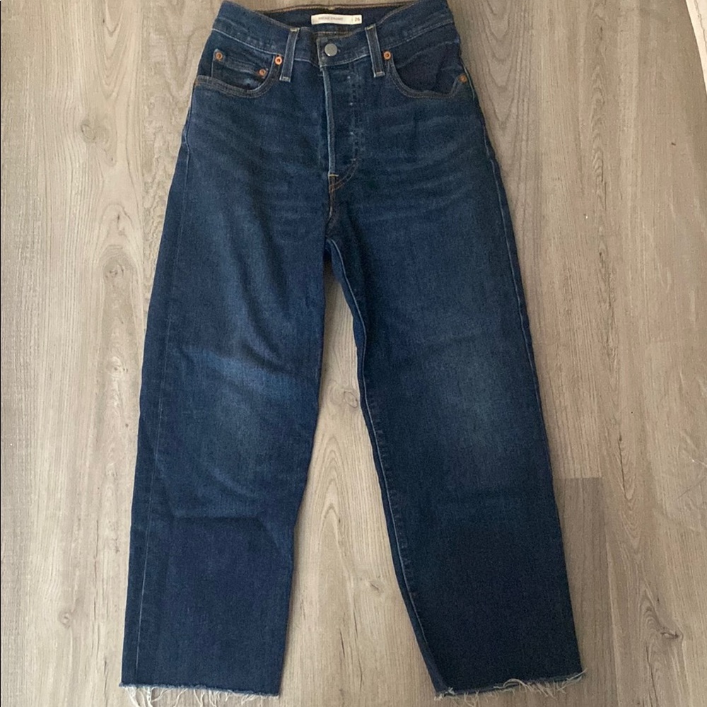 Levi's Ribcage Straight Dark Blue High Rise Jeans